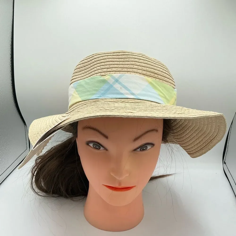 Tommy Bahama kids straw sun hat with floral band NWT